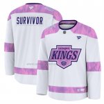 Camiseta Hockey Los Angeles Kings Hockey Fights Cancer Primera Blanco Camiseta Hockey Los Angeles Kings Hockey Fights Cancer Primera Blanco