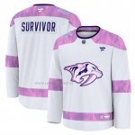 Camiseta Hockey Nashville Predators Hockey Fights Cancer Practice Blanco Camiseta Hockey Nashville Predators Hockey Fights Cancer Practice Blanco