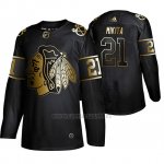 Camiseta Chicago Blackhawks Stan Mikita Golden Edition Retired Jugador Autentico Negro Camiseta Chicago Blackhawks Stan Mikita Golden Edition Retired Jugador Autentico Negro