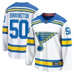 Camiseta Hockey St Louis Blues Jordan Binnington Segunda Breakaway Blanco Camiseta Hockey St Louis Blues Jordan Binnington Segunda Breakaway Blanco