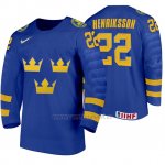 Camiseta Hockey Suecia Karl Henriksson Away 2020 IIHF World Junior Championship Azul Camiseta Hockey Suecia Karl Henriksson Away 2020 IIHF World Junior Championship Azul