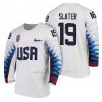 Camiseta USA Team Hockey 2018 Olympic Jim Slater 2018 Olympic Blanco Camiseta USA Team Hockey 2018 Olympic Jim Slater 2018 Olympic Blanco