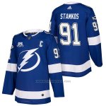 Camiseta Hockey Hombre Autentico Tampa Bay Lightning 91 Steven Stamkos Home 2018 Azul Camiseta Hockey Hombre Autentico Tampa Bay Lightning 91 Steven Stamkos Home 2018 Azul