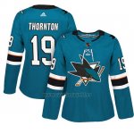 Camiseta Mujer Sharks 19 Joe Thornton Teal Adizero Jugador Home Camiseta Mujer Sharks 19 Joe Thornton Teal Adizero Jugador Home