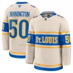 Camiseta Hockey St. Louis Blues Jordan Binnington 2025 Winter Classic Premium Crema Camiseta Hockey St. Louis Blues Jordan Binnington 2025 Winter Classic Premium Crema