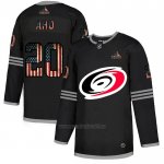 Camiseta Hockey Carolina Hurricanes Sebastian Aho 2020 USA Flag Negro Camiseta Hockey Carolina Hurricanes Sebastian Aho 2020 USA Flag Negro