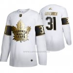 Camiseta Hockey Toronto Maple Leafs Frederik Andersen Golden Edition Limited Blanco Camiseta Hockey Toronto Maple Leafs Frederik Andersen Golden Edition Limited Blanco