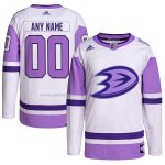 Camiseta Hockey Anaheim Ducks Personalizada Fights Cancer Autentico Blanco Violeta Camiseta Hockey Anaheim Ducks Personalizada Fights Cancer Autentico Blanco Violeta