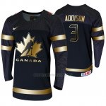 Camiseta Hockey Canada Calen Addison 2020 IIHF World Junior Championship Golden Edition Limited Negro Camiseta Hockey Canada Calen Addison 2020 IIHF World Junior Championship Golden Edition Limited Negro