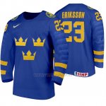 Camiseta Hockey Suecia Albin Eriksson Away 2020 IIHF World Junior Championship Azul Camiseta Hockey Suecia Albin Eriksson Away 2020 IIHF World Junior Championship Azul