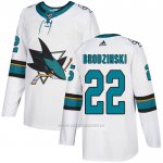 Camiseta Hockey San Jose Sharks 22 Jonny Brodzinski Road Autentico Blanco Camiseta Hockey San Jose Sharks 22 Jonny Brodzinski Road Autentico Blanco
