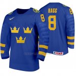 Camiseta Hockey Suecia Robert Hagg Away 2020 IIHF World Junior Championships Azul Camiseta Hockey Suecia Robert Hagg Away 2020 IIHF World Junior Championships Azul