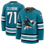 Camiseta Hockey San Jose Sharks Macklin Celebrini Primera Premium Verdi Azul Camiseta Hockey San Jose Sharks Macklin Celebrini Primera Premium Verdi Azul