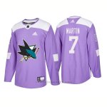 Camiseta Hockey Hombre Autentico San Jose Sharks 7 Paul Martin Hockey Fights Cancer 2018 Violeta Camiseta Hockey Hombre Autentico San Jose Sharks 7 Paul Martin Hockey Fights Cancer 2018 Violeta