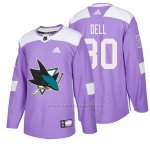 Camiseta San Jose Sharks Aaron Dell Hockey Fights Cancer Violeta Camiseta San Jose Sharks Aaron Dell Hockey Fights Cancer Violeta