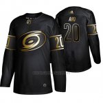 Camiseta Carolina Hurricanes Sebastian Aho Golden Edition Autentico Negro Camiseta Carolina Hurricanes Sebastian Aho Golden Edition Autentico Negro