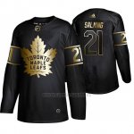 Camiseta Toronto Maple Leafs Borje Salming Golden Edition Retired Jugador Autentico Negro Camiseta Toronto Maple Leafs Borje Salming Golden Edition Retired Jugador Autentico Negro