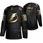 Camiseta Tampa Bay Lightning Erik Cernak Golden Edition Autentico Negro Camiseta Tampa Bay Lightning Erik Cernak Golden Edition Autentico Negro