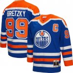Camiseta Hockey Edmonton Oilers Wayne Gretzky Mitchell & Ness Big & Tall 1986 Captain Patch Blue Line Azul Camiseta Hockey Edmonton Oilers Wayne Gretzky Mitchell & Ness Big & Tall 1986 Captain Patch Blue Line Azul