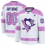 Camiseta Hockey Pittsburgh Penguins 2024 Fights Cancer Personalizada Blanco Camiseta Hockey Pittsburgh Penguins 2024 Fights Cancer Personalizada Blanco