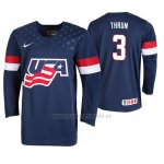 Camiseta Hockey USA Henry Thrun 2019 IIHF World U18 Championship Azul Camiseta Hockey USA Henry Thrun 2019 IIHF World U18 Championship Azul