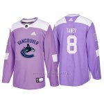 Camiseta Vancouver Canucks Christopher Tanev Hockey Fights Cancer Violeta Camiseta Vancouver Canucks Christopher Tanev Hockey Fights Cancer Violeta