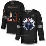 Camiseta Hockey Edmonton Oilers Leon Draisaitl 2020 USA Flag Negro Camiseta Hockey Edmonton Oilers Leon Draisaitl 2020 USA Flag Negro