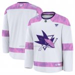 Camiseta Hockey San Jose Sharks 2024 Fights Cancer Blanco Camiseta Hockey San Jose Sharks 2024 Fights Cancer Blanco