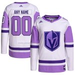 Camiseta Hockey Vegas Golden Knights Personalizada Fights Cancer Autentico Blanco Violeta Camiseta Hockey Vegas Golden Knights Personalizada Fights Cancer Autentico Blanco Violeta