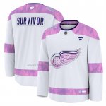 Camiseta Hockey Detroit Red Wings Hockey Fights Cancer Primera Blanco Camiseta Hockey Detroit Red Wings Hockey Fights Cancer Primera Blanco