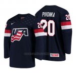 Camiseta USA Team Jake Pivonka 2018 Iihf World Championship Jugador Azul Camiseta USA Team Jake Pivonka 2018 Iihf World Championship Jugador Azul