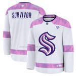 Camiseta Hockey Seattle Kraken Hockey Fights Cancer Primera Blanco Camiseta Hockey Seattle Kraken Hockey Fights Cancer Primera Blanco