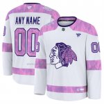 Camiseta Hockey Chicago Blackhawks 2024 Fights Cancer Personalizada Blanco Camiseta Hockey Chicago Blackhawks 2024 Fights Cancer Personalizada Blanco