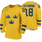 Camiseta Hockey Suecia Marcus Pettersson Home 2020 IIHF World Amarillo Camiseta Hockey Suecia Marcus Pettersson Home 2020 IIHF World Amarillo