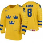 Camiseta Hockey Suecia Rasmus Sandin Home 2020 IIHF World Junior Championship Amarillo Camiseta Hockey Suecia Rasmus Sandin Home 2020 IIHF World Junior Championship Amarillo