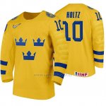 Camiseta Hockey Suecia Alexander Holtz Home 2020 IIHF World Junior Championship Amarillo Camiseta Hockey Suecia Alexander Holtz Home 2020 IIHF World Junior Championship Amarillo