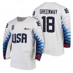 Camiseta USA Team Hockey 2018 Olympic Jordan Greenway 2018 Olympic Blanco Camiseta USA Team Hockey 2018 Olympic Jordan Greenway 2018 Olympic Blanco
