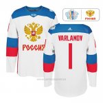 Camiseta Hockey Rusia Semyon Varlamov Premier 2016 World Cup Blanco Camiseta Hockey Rusia Semyon Varlamov Premier 2016 World Cup Blanco