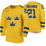 Camiseta Hockey Suecia Nils Hoglander Home 2020 IIHF World Junior Championship Amarillo Camiseta Hockey Suecia Nils Hoglander Home 2020 IIHF World Junior Championship Amarillo