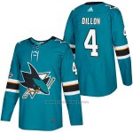Camiseta Hockey Hombre Autentico San Jose Sharks 4 Brenden Dillon Teal Home 2018 Blanco Camiseta Hockey Hombre Autentico San Jose Sharks 4 Brenden Dillon Teal Home 2018 Blanco