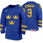 Camiseta Hockey Suecia Tobias Bjornfot Away 2020 IIHF World Junior Championship Azul Camiseta Hockey Suecia Tobias Bjornfot Away 2020 IIHF World Junior Championship Azul