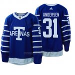 Camiseta Toronto Maple Leafs 31 Frederik Andersen 1918 Arenas Throwback Azul Camiseta Toronto Maple Leafs 31 Frederik Andersen 1918 Arenas Throwback Azul