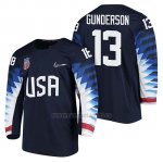 Camiseta USA Team Hockey 2018 Olympic Ryan Gunderson 2018 Olympic Azul Camiseta USA Team Hockey 2018 Olympic Ryan Gunderson 2018 Olympic Azul