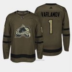 Camiseta Hockey Hombre Colorado Avalanche 1 Semyon Varlamov Verde Salute To Service Camiseta Hockey Hombre Colorado Avalanche 1 Semyon Varlamov Verde Salute To Service