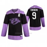 Camiseta Hockey Nashville Predators Filip Forsberg Fights Cancer Negro Camiseta Hockey Nashville Predators Filip Forsberg Fights Cancer Negro