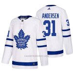 Camiseta Hockey Hombre Toronto Maple Leafs 31 Frederik Andersen Away 2017-2018 Blanco Camiseta Hockey Hombre Toronto Maple Leafs 31 Frederik Andersen Away 2017-2018 Blanco