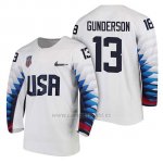 Camiseta USA Team Hockey 2018 Olympic Ryan Gunderson 2018 Olympic Blanco Camiseta USA Team Hockey 2018 Olympic Ryan Gunderson 2018 Olympic Blanco