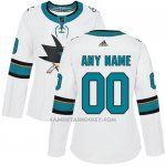 Camiseta Hockey Mujer San Jose Sharks Segunda Personalizada Blanco Camiseta Hockey Mujer San Jose Sharks Segunda Personalizada Blanco