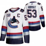Camiseta Hockey Vancouver Canucks Bo Horvat 50 Aniversario Vintage Blanco Camiseta Hockey Vancouver Canucks Bo Horvat 50 Aniversario Vintage Blanco