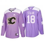 Camiseta Calgary Flames Matt Stajan Hockey Fights Cancer Violeta Camiseta Calgary Flames Matt Stajan Hockey Fights Cancer Violeta